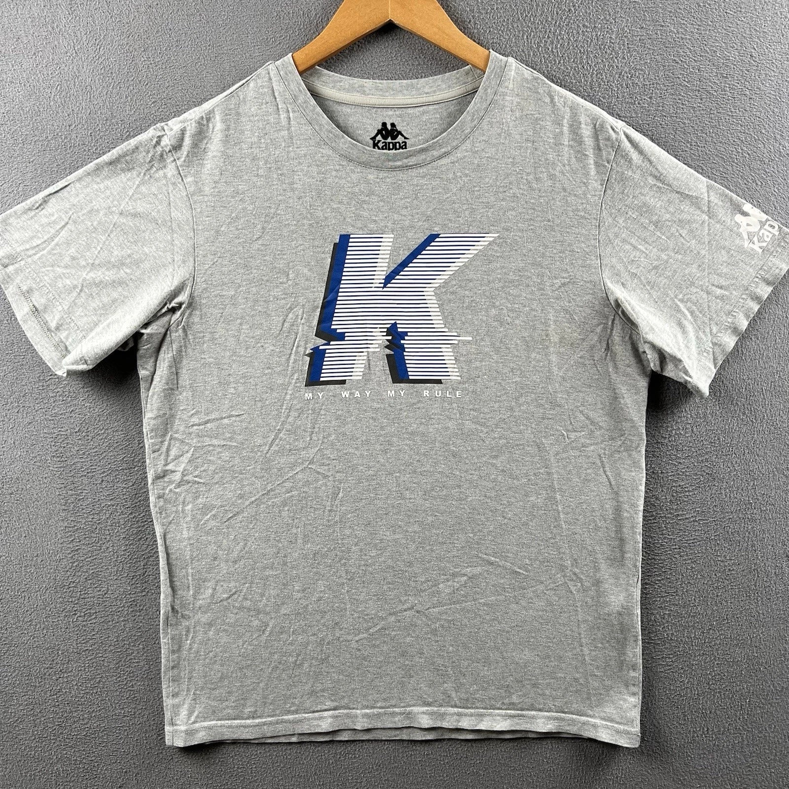 Kappa Shirt Mens Large Gray Short Sleeve Tee Y2K Retro Soccer Born In Italy Logo Unisex T-shirt, Sweatshirt, Hoodie, Long Sleeve Tee - T-Shirt, Sweatshirt, Hoodie