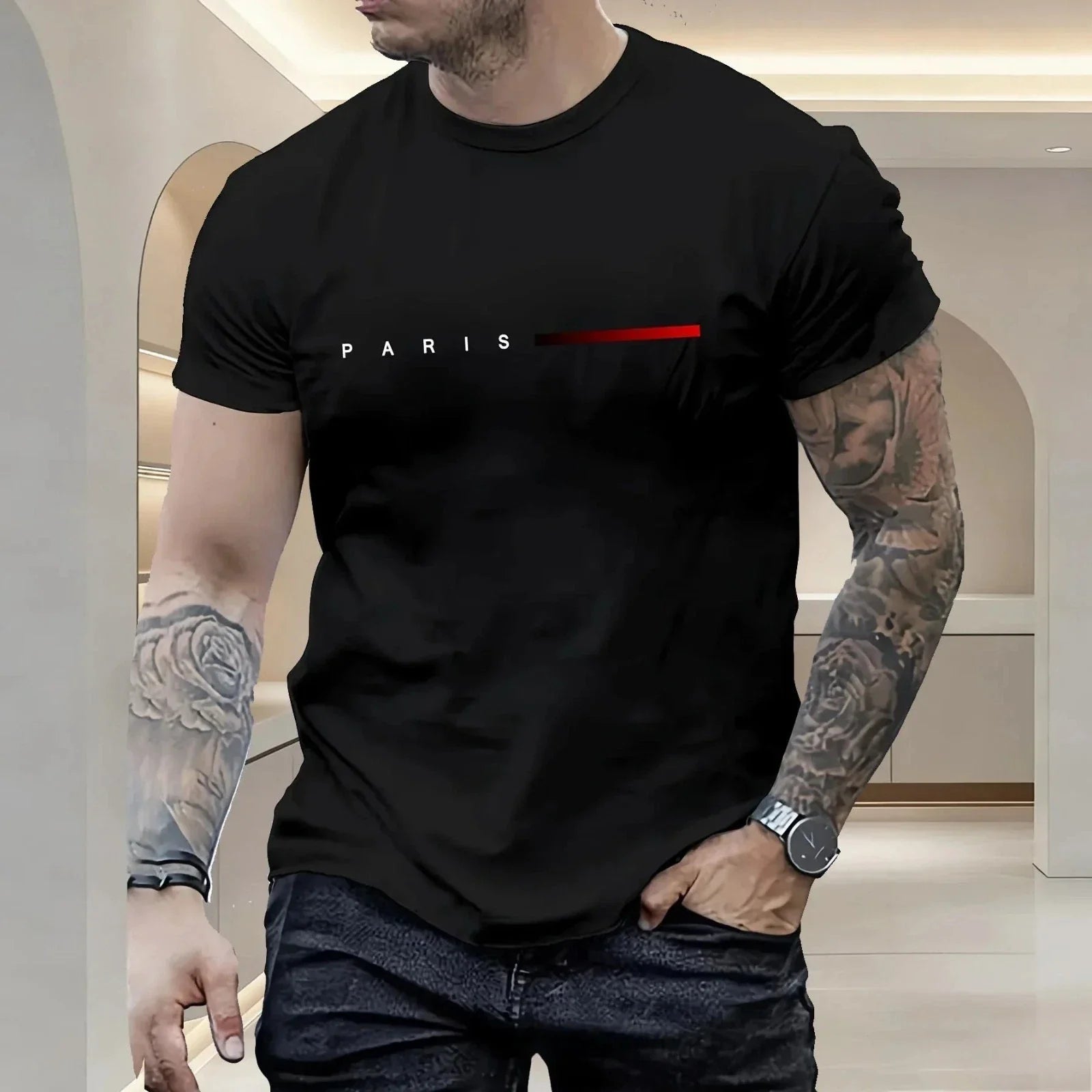 Men's T-Shirt Paris Print Stylish Street Fashion Normal Fit Round Neck 2XS-5XL Unisex T-shirt, Sweatshirt, Hoodie, Long Sleeve Tee - T-Shirt, Sweatshirt, Hoodie