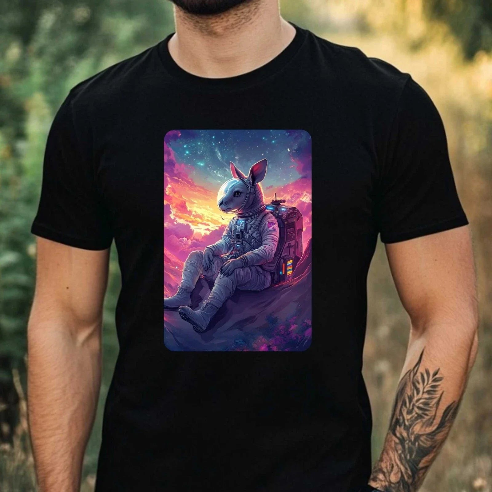 Mens Kangaroo Astronaut Print Cotton T-Shirt Size XS to 5XL Unisex T-shirt, Sweatshirt, Hoodie, Long Sleeve Tee - T-Shirt, Sweatshirt, Hoodie