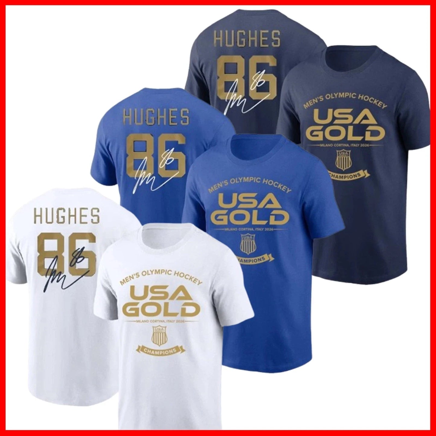 Jack Hughes #86 USA Hockey Team 2026 Winter Olympics Championship Name & Number Unisex T-shirt, Sweatshirt, Hoodie, Long Sleeve Tee - T-Shirt, Sweatshirt, Hoodie