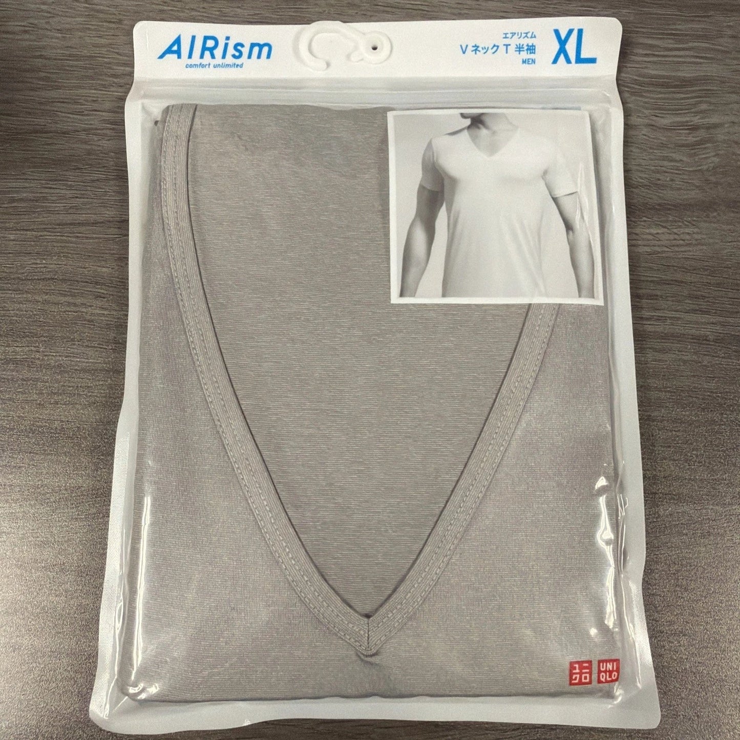 NEW! Uniqlo Men AIRism V Neck Short Sleeve T-shirt in X-Large (Gray) Unisex T-shirt, Sweatshirt, Hoodie, Long Sleeve Tee - T-Shirt, Sweatshirt, Hoodie
