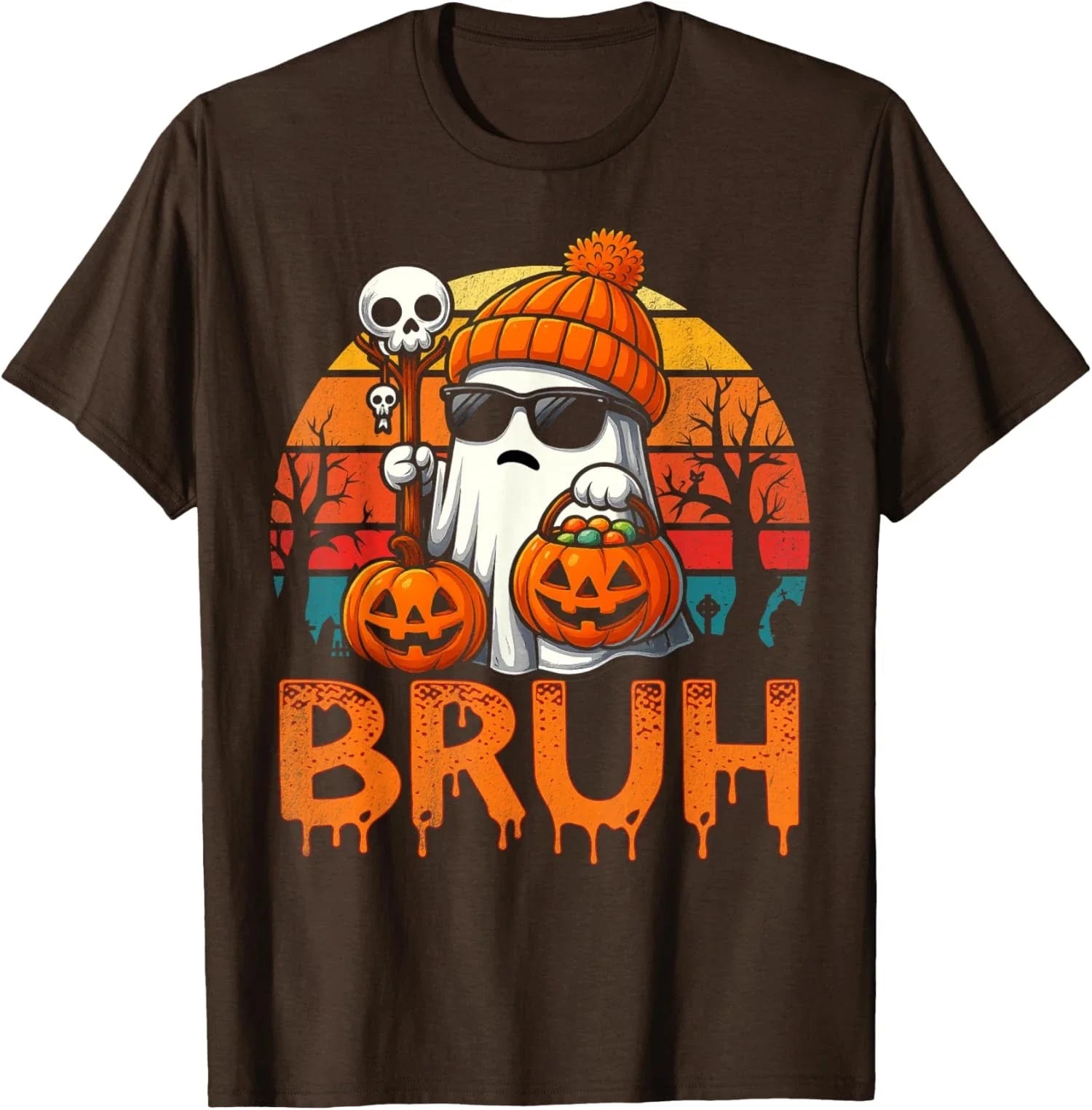 Bruh Ghost Halloween Cute Ghost Trick Or Treat Fun Unisex T-Shirt Unisex T-shirt, Sweatshirt, Hoodie, Long Sleeve Tee - T-Shirt, Sweatshirt, Hoodie