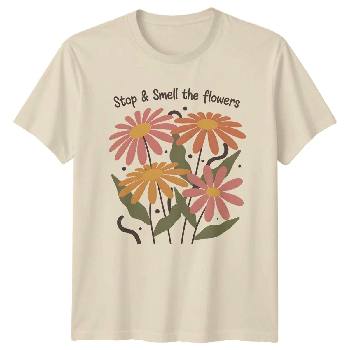 Stop & Smell The Flowers T-Shirt Boho Floral Nature Gift For Him And Her Unisex T-shirt, Sweatshirt, Hoodie, Long Sleeve Tee - T-Shirt, Sweatshirt, Hoodie