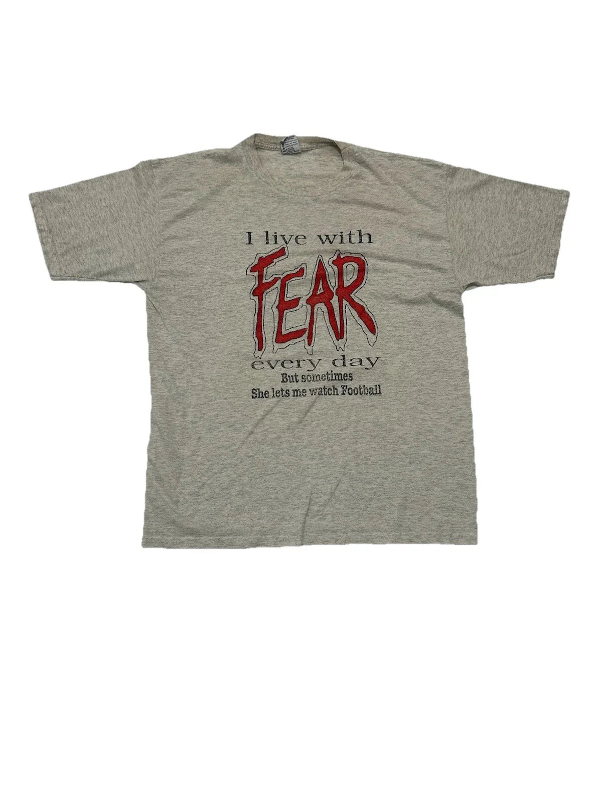 Vintage T-shirt I live with fear every day Size XLarge Gray Unisex T-shirt, Sweatshirt, Hoodie, Long Sleeve Tee - T-Shirt, Sweatshirt, Hoodie