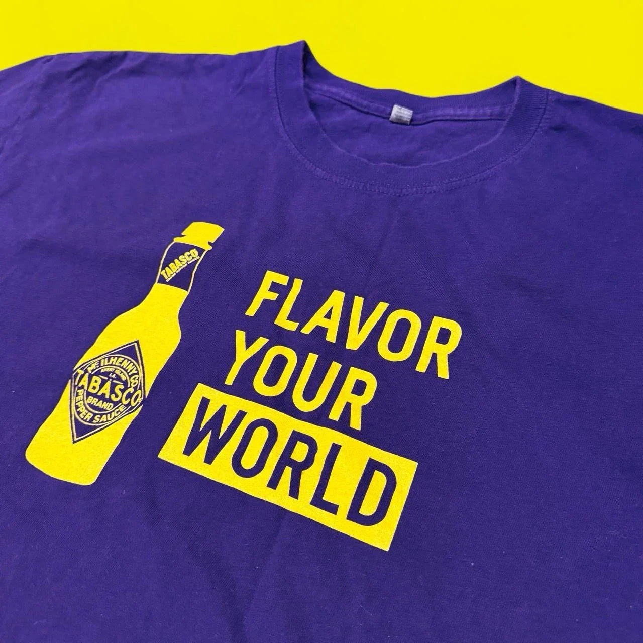 RARE LSU Tabasco Shirt Flavor Your World Purple Tee Mens XL Tigers Unisex T-shirt, Sweatshirt, Hoodie, Long Sleeve Tee - T-Shirt, Sweatshirt, Hoodie