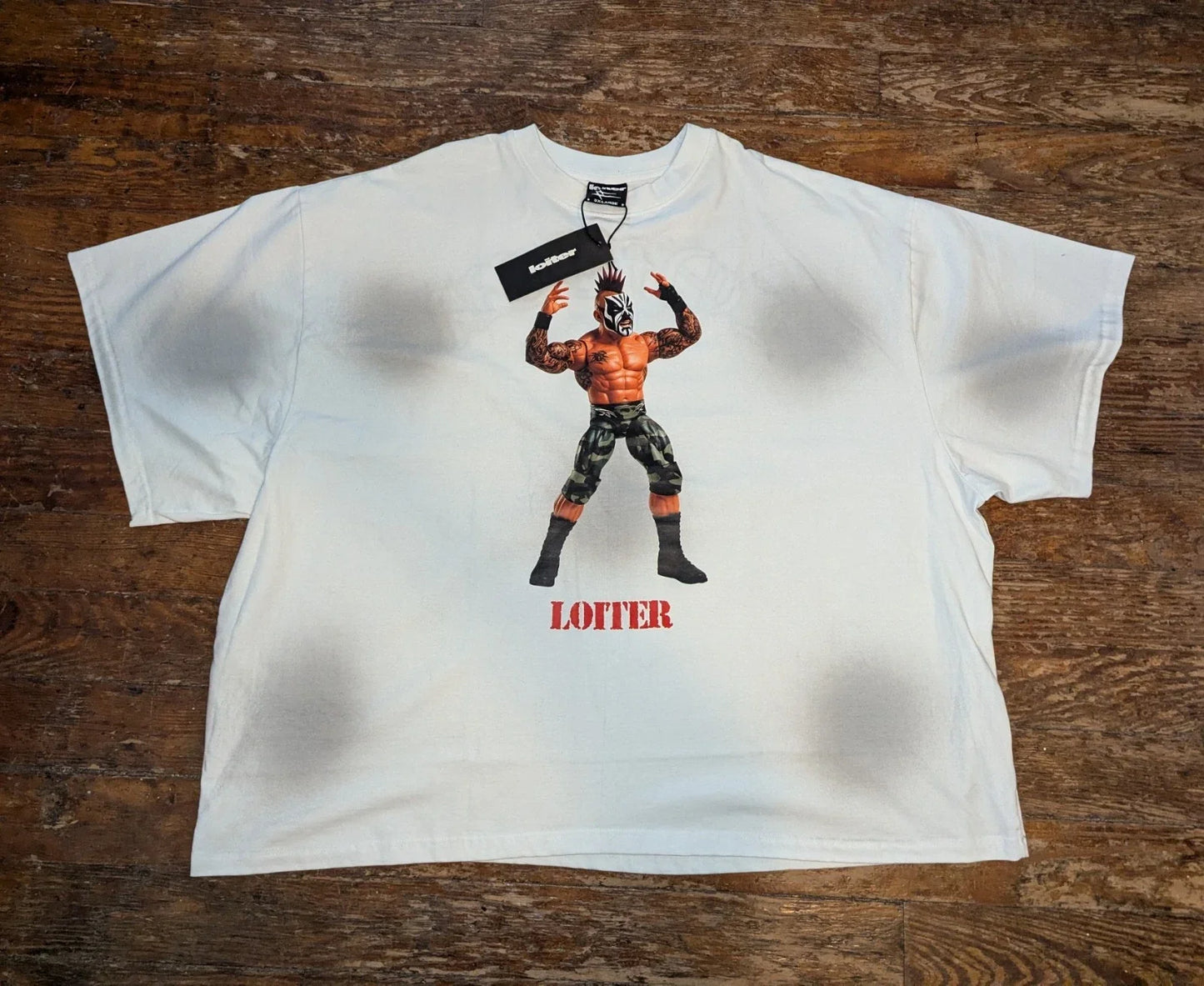 BNWT Loiter Action Figure Shirt 3xl White Camouflage Stud Crop Boxy Streetwear Unisex T-shirt, Sweatshirt, Hoodie, Long Sleeve Tee - T-Shirt, Sweatshirt, Hoodie
