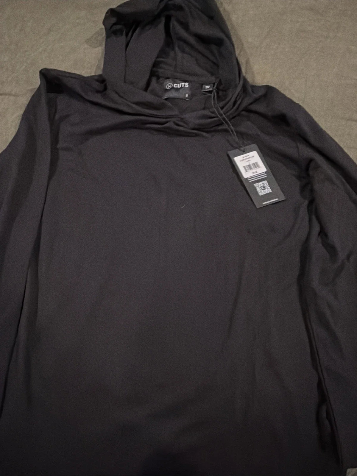 NWT Cuts AO Men's Small Long Sleeve Hooded Curve-Hem Black Shirt- $72 Retail! Unisex T-shirt, Sweatshirt, Hoodie, Long Sleeve Tee - T-Shirt, Sweatshirt, Hoodie