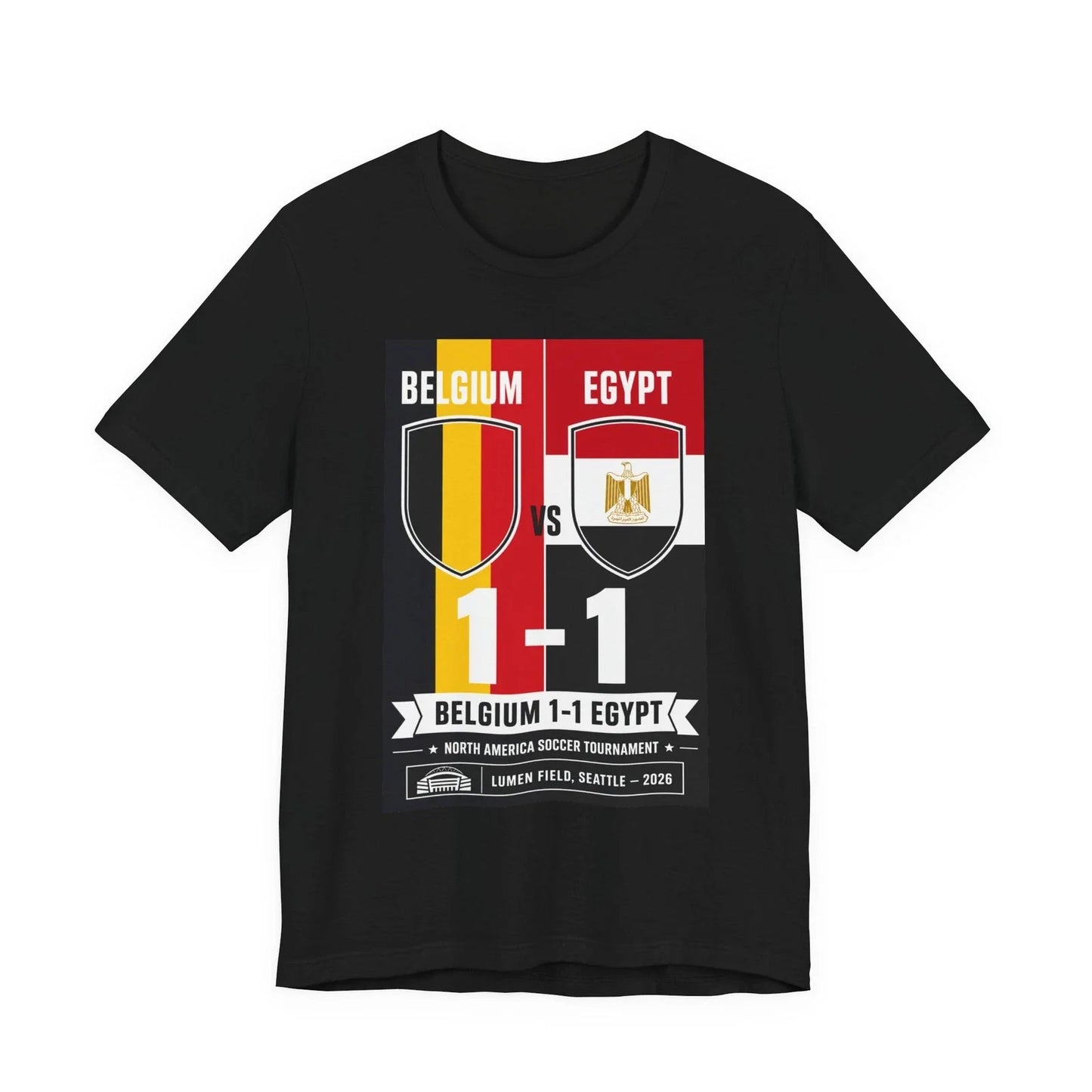 Belgium vs Egypt 1-1 Soccer Match Tee | World Cup Style Unisex T-shirt, Sweatshirt, Hoodie, Long Sleeve Tee - T-Shirt, Sweatshirt, Hoodie