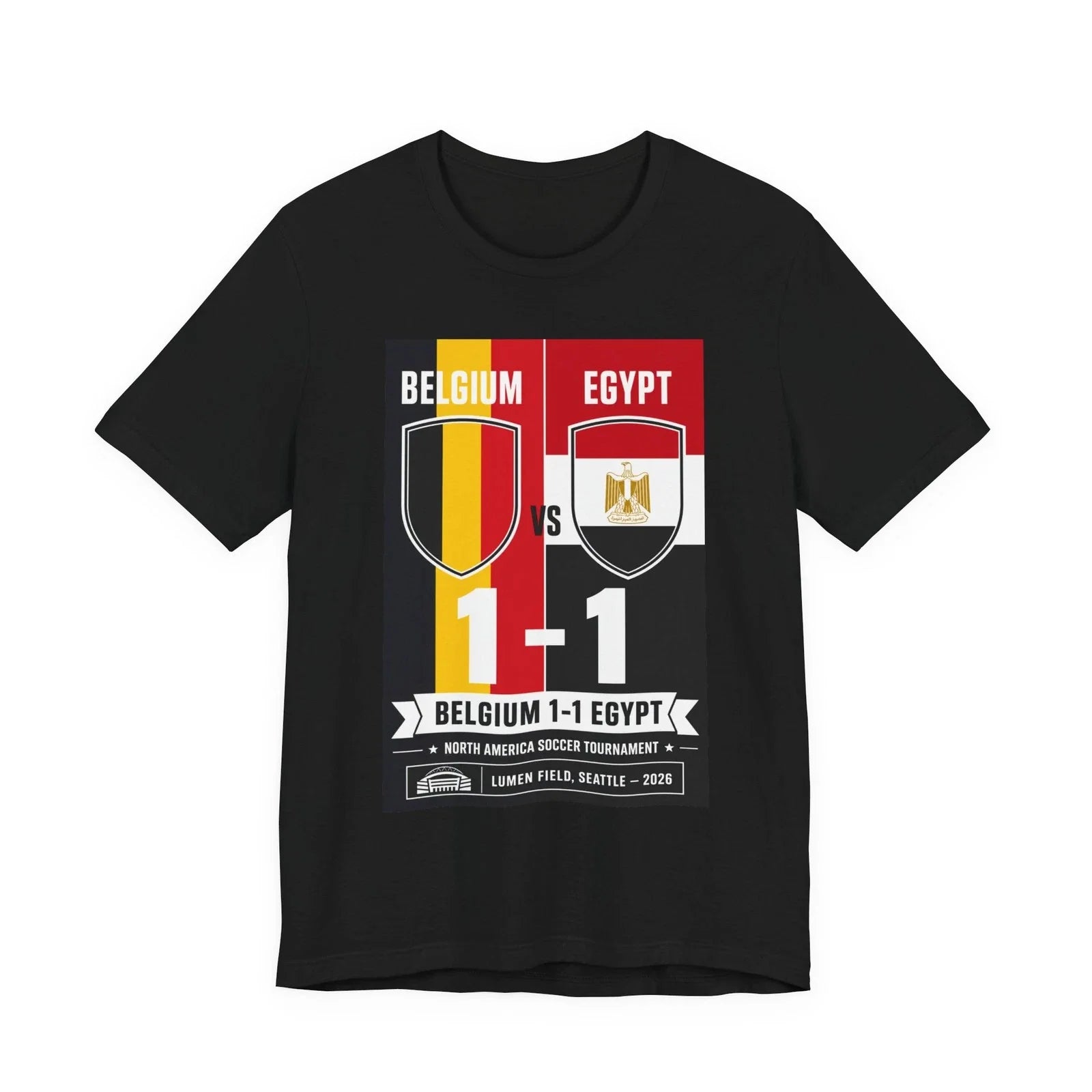 Belgium vs Egypt 1-1 Soccer Match Tee | World Cup Style Unisex T-shirt, Sweatshirt, Hoodie, Long Sleeve Tee - T-Shirt, Sweatshirt, Hoodie