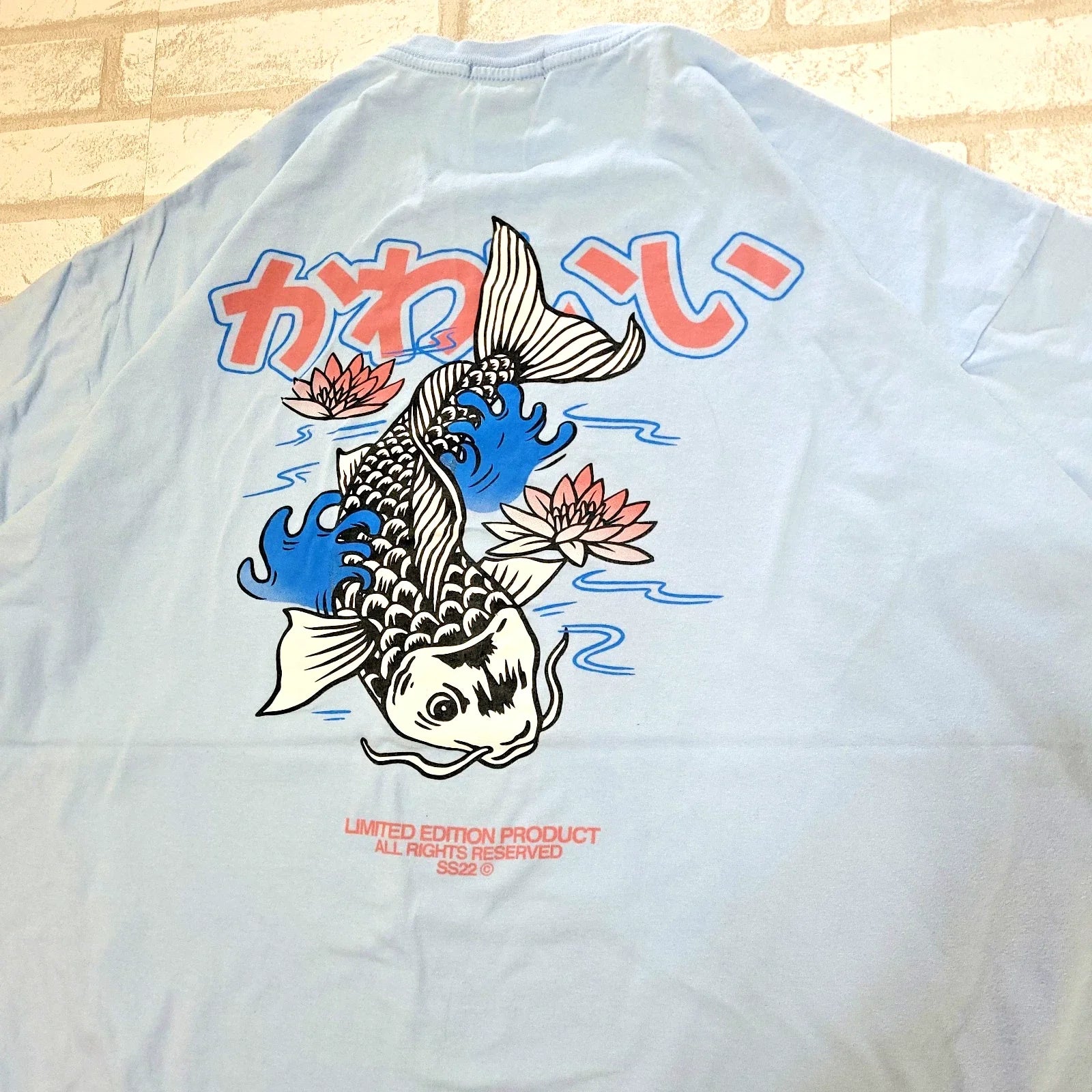 Koi Lotus Japanese Style Graphic Oversized Baby Blue Boohoo MAN T-Shirt Mens L Unisex T-shirt, Sweatshirt, Hoodie, Long Sleeve Tee - T-Shirt, Sweatshirt, Hoodie