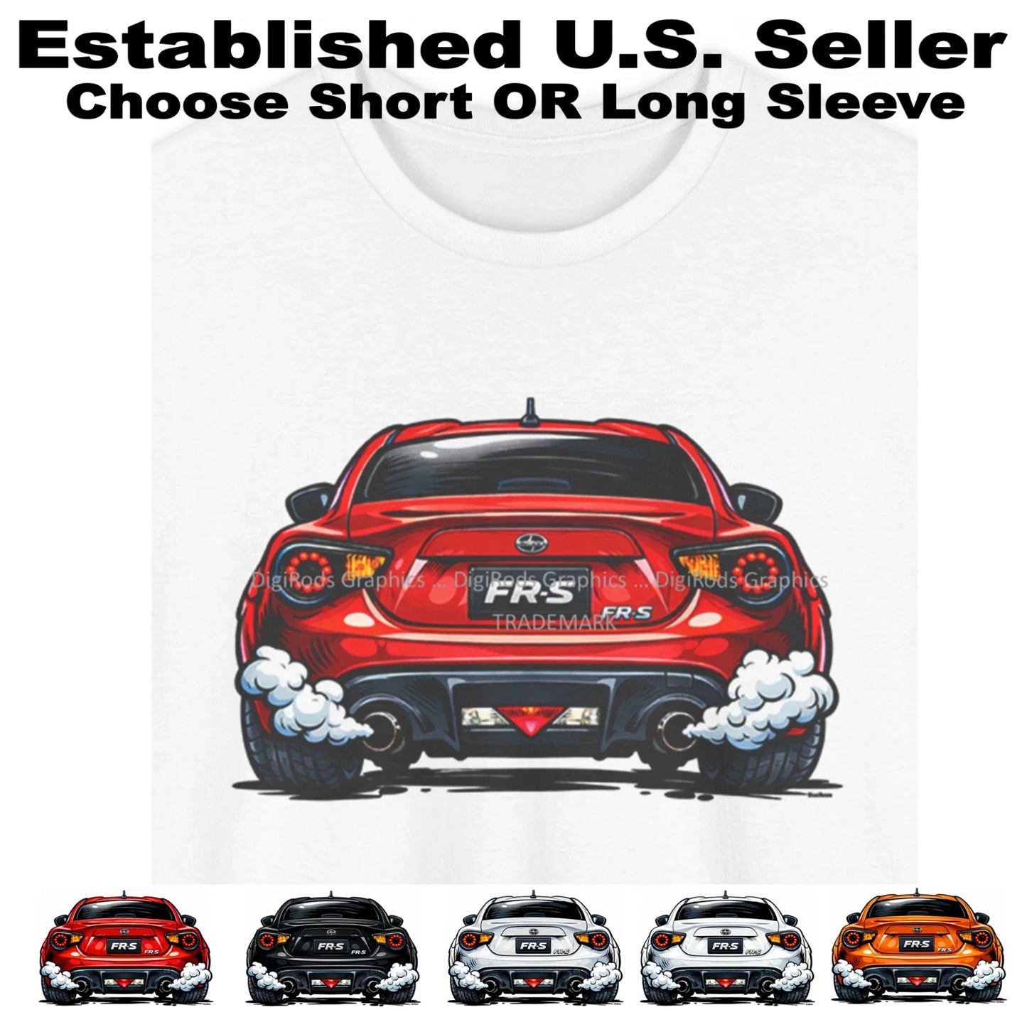 DigiRods Scion FR-S FRS Rear View Cartoon Car T Shirt Unisex T-shirt, Sweatshirt, Hoodie, Long Sleeve Tee - T-Shirt, Sweatshirt, Hoodie