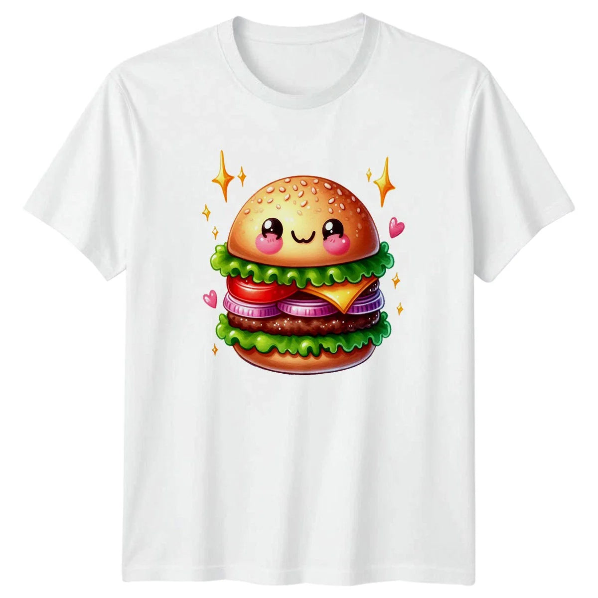 My Happy Kawaii Burger Love T-Shirt Kawaii Food Fast Food Birthday Gift Unisex T-shirt, Sweatshirt, Hoodie, Long Sleeve Tee - T-Shirt, Sweatshirt, Hoodie
