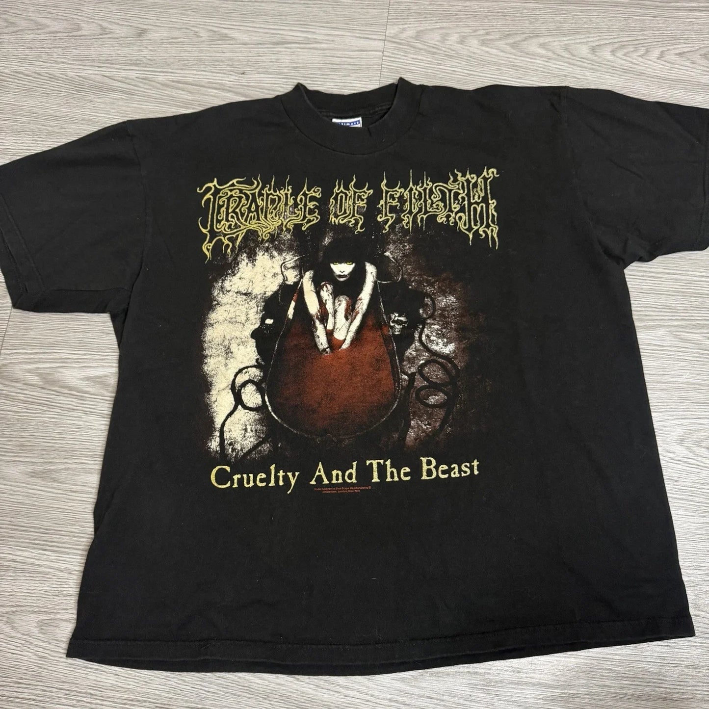 Vintage 1998 Cradle Of Filth Cruelty And The Beast T Shirt XL Black Double Side Unisex T-shirt, Sweatshirt, Hoodie, Long Sleeve Tee - T-Shirt, Sweatshirt, Hoodie