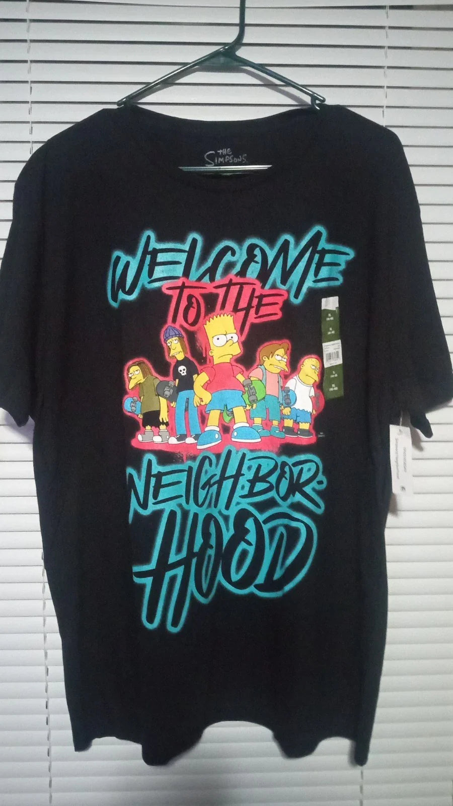 The Simpsons Welcome To The Neighborhood Black Graphic T-Shirt  XL New Unisex T-shirt, Sweatshirt, Hoodie, Long Sleeve Tee - T-Shirt, Sweatshirt, Hoodie