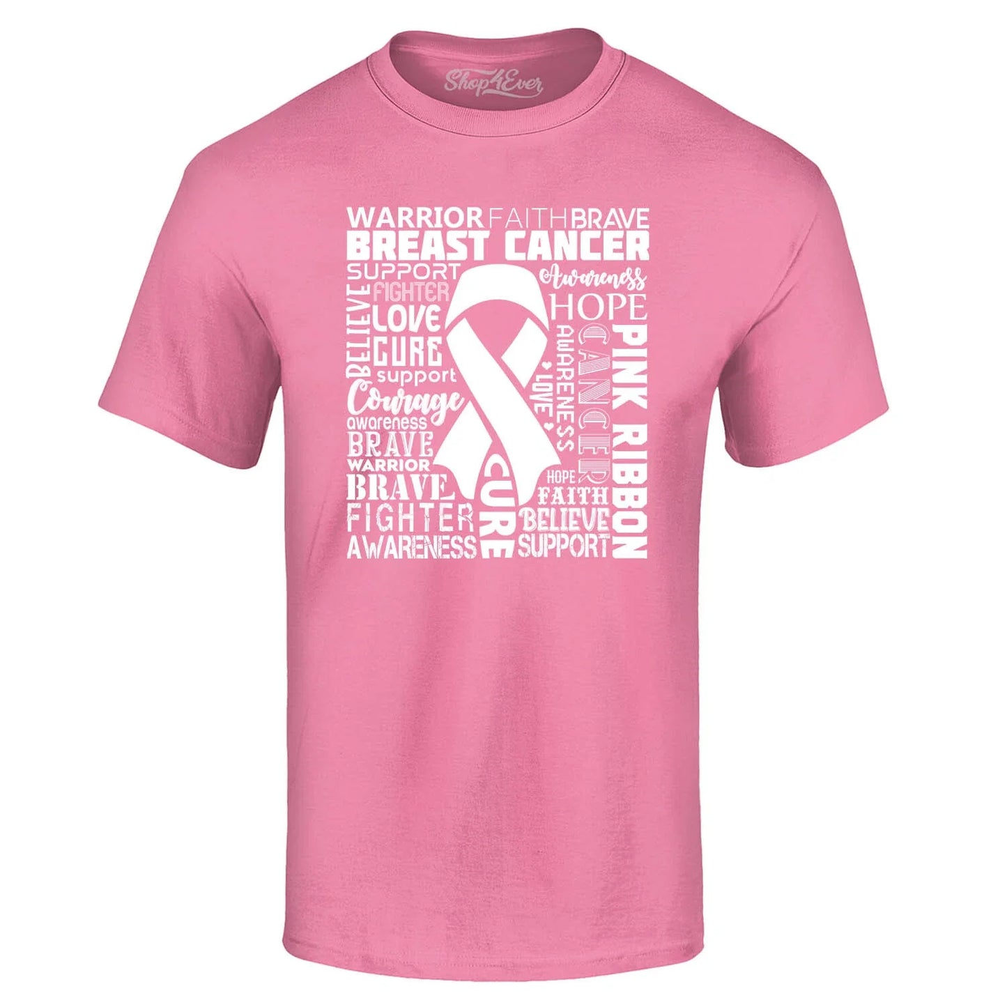 Breast Cancer  White Ribbon Word Cloud T-shirt Breast Cancer Shirts Unisex T-shirt, Sweatshirt, Hoodie, Long Sleeve Tee - T-Shirt, Sweatshirt, Hoodie