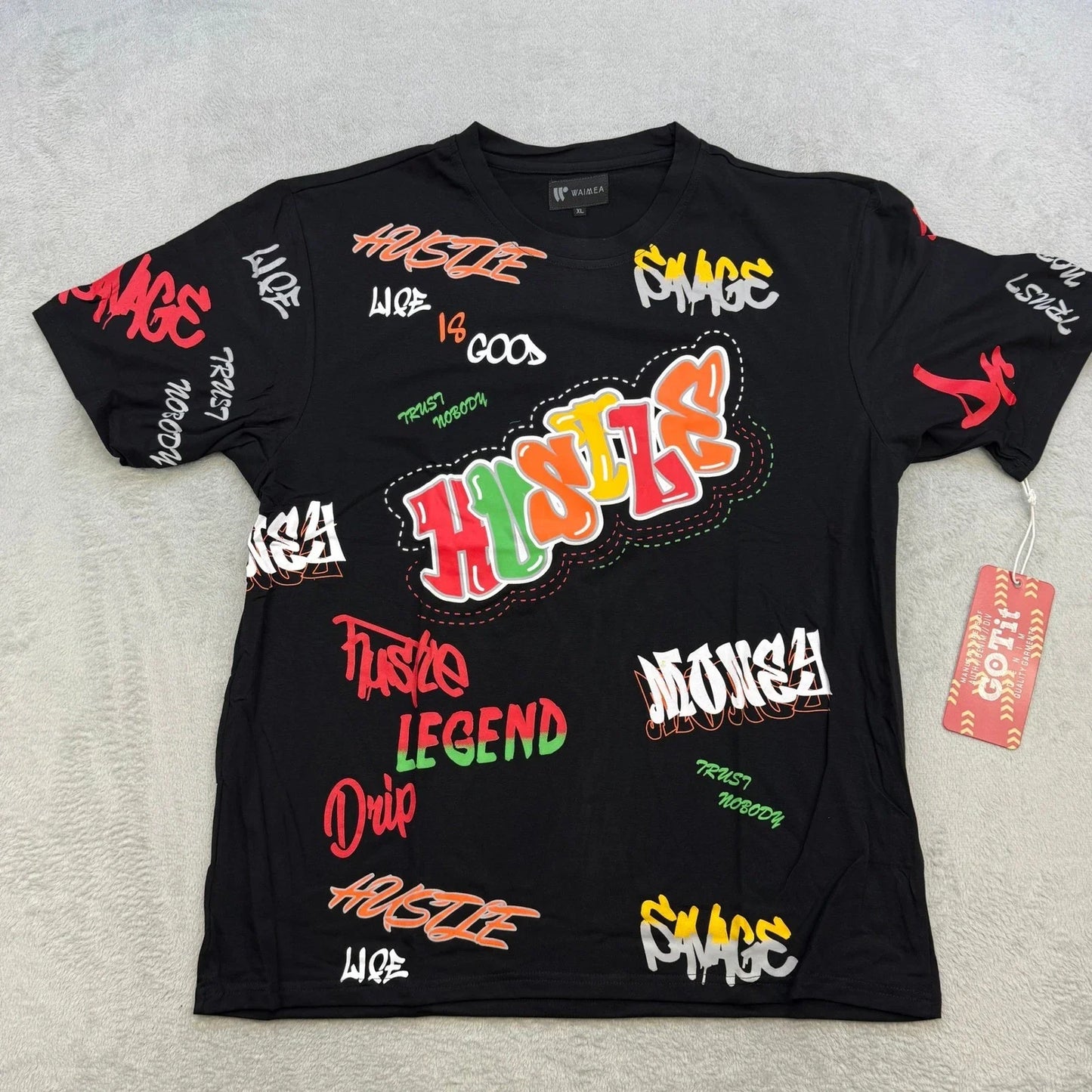 Waimea Graphic T Shirt Mens XL Black Hustle Savage Graffiti All Over Print New Unisex T-shirt, Sweatshirt, Hoodie, Long Sleeve Tee - T-Shirt, Sweatshirt, Hoodie