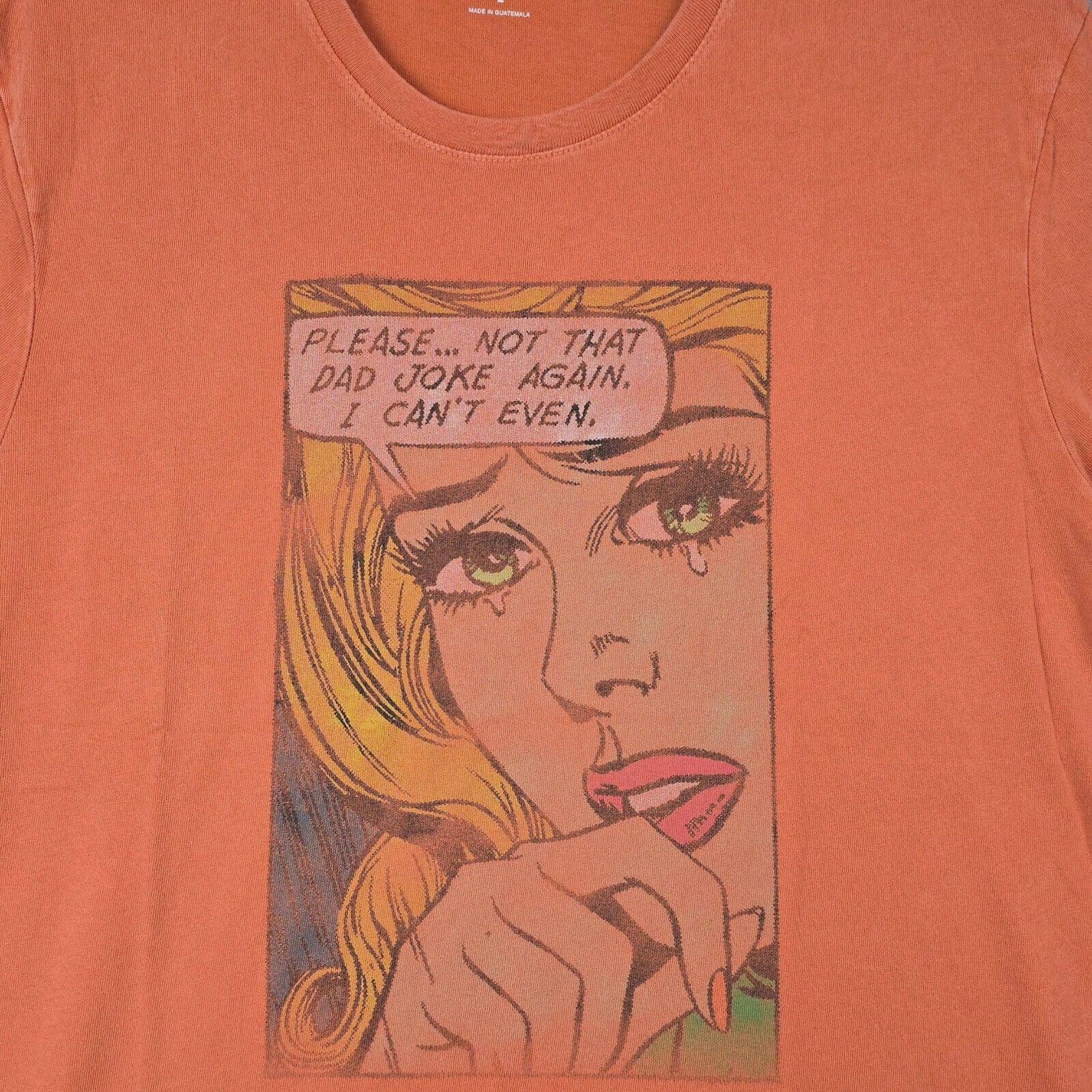 Lucky Brand Mens Shirt Large Orange Comic Dad Joke Casual Funny Cartoon Girl NWT Unisex T-shirt, Sweatshirt, Hoodie, Long Sleeve Tee - T-Shirt, Sweatshirt, Hoodie