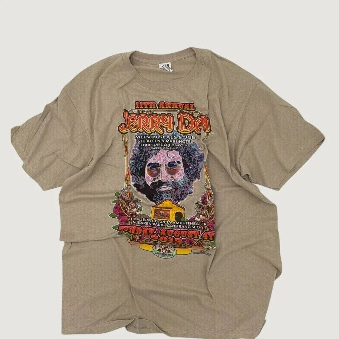 Jerry Garcia 11th Annual Jerry Day 2013 San Francisco Concert T-Shirt Tan XL Unisex T-shirt, Sweatshirt, Hoodie, Long Sleeve Tee - T-Shirt, Sweatshirt, Hoodie