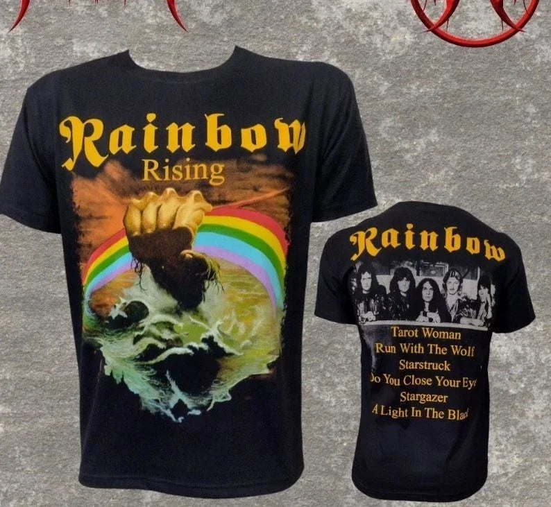 Rainbow Rising T-Shirt 2 sided Black Short Sleeve tee Men Women tee Unisex T-shirt, Sweatshirt, Hoodie, Long Sleeve Tee - T-Shirt, Sweatshirt, Hoodie