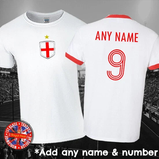 England Personalised Football T-shirt Mens Ladies Euros *Sizes Up To 5XL Unisex T-shirt, Sweatshirt, Hoodie, Long Sleeve Tee - T-Shirt, Sweatshirt, Hoodie