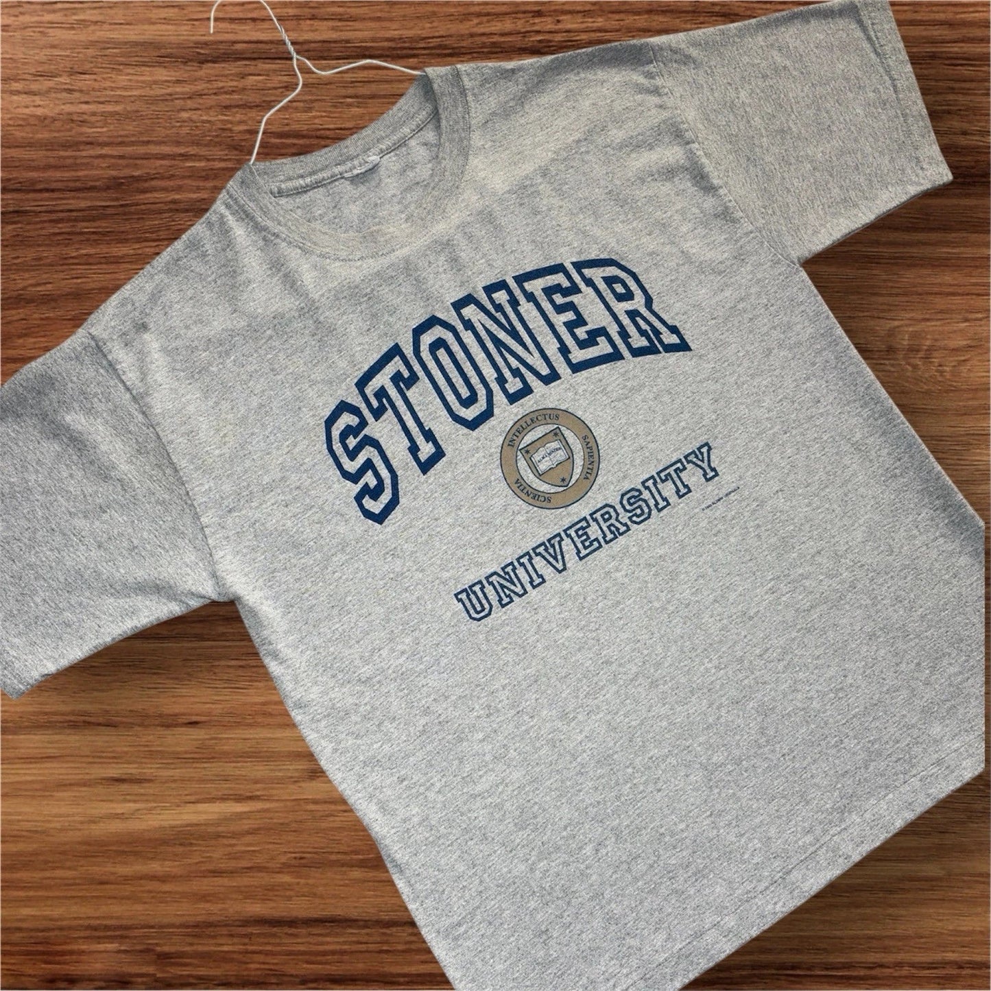 Vintage Y2K Stoner University College Gray T-Shirt Fits Size Medium Unisex T-shirt, Sweatshirt, Hoodie, Long Sleeve Tee - T-Shirt, Sweatshirt, Hoodie