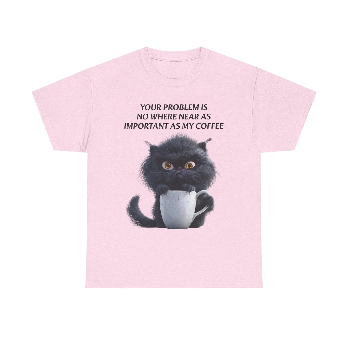 Grumpy Black Cat with Coffee T-Shirt | Funny Coffee Cat Tee Unisex T-shirt, Sweatshirt, Hoodie, Long Sleeve Tee - T-Shirt, Sweatshirt, Hoodie