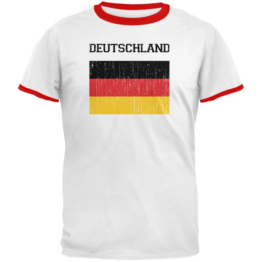 World Cup Distressed Flag Deutschland White/Red Men's Ringer T-Shirt Unisex T-shirt, Sweatshirt, Hoodie, Long Sleeve Tee - T-Shirt, Sweatshirt, Hoodie