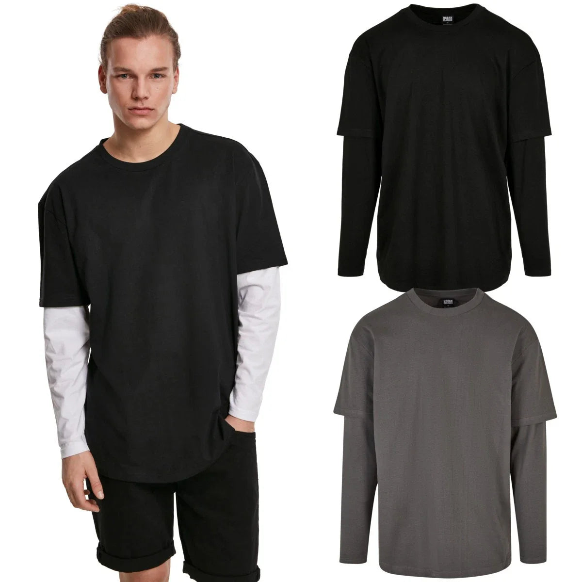 Urban Classics Oversized Shaped Double Layer Longsleeve Tee Shirt 100% Cotton Unisex T-shirt, Sweatshirt, Hoodie, Long Sleeve Tee - T-Shirt, Sweatshirt, Hoodie