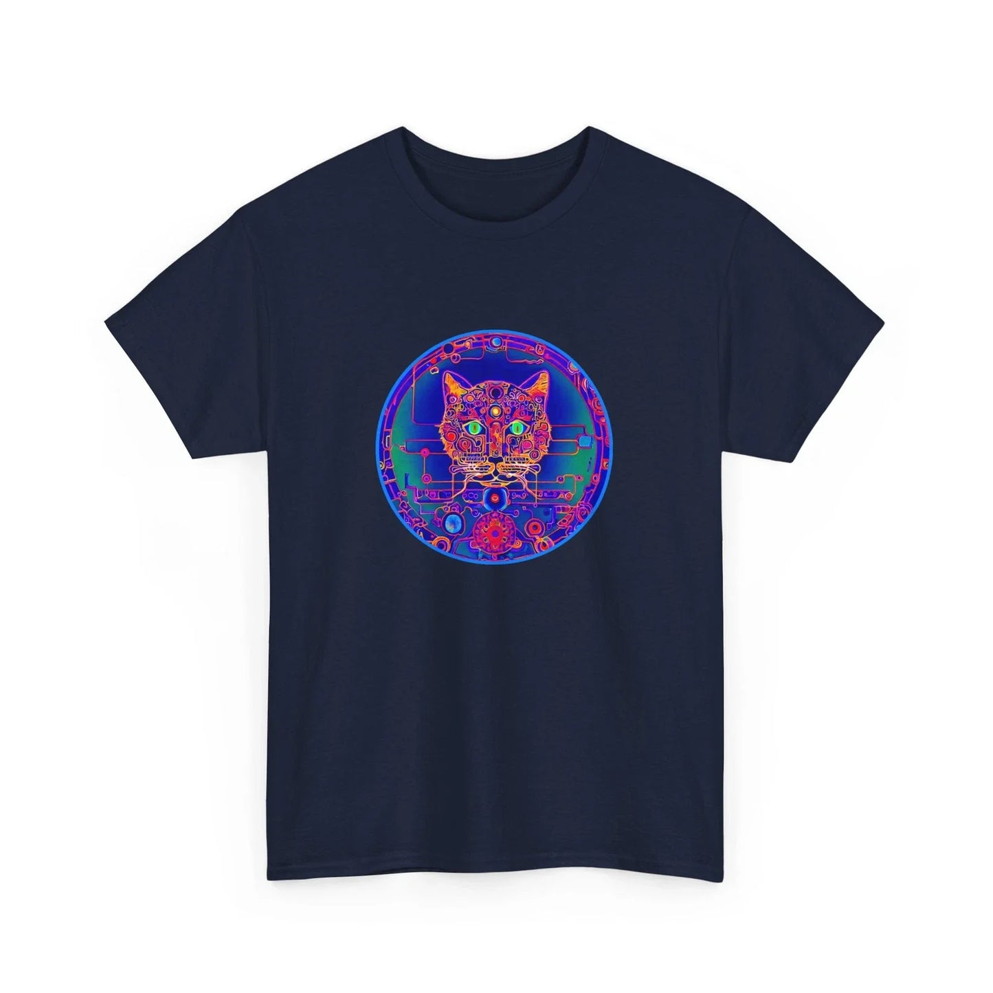 Cool Modern Art Cat Mandal T-Shirt, Cool Kitty Tee, Unique Feline Top Unisex T-shirt, Sweatshirt, Hoodie, Long Sleeve Tee - T-Shirt, Sweatshirt, Hoodie
