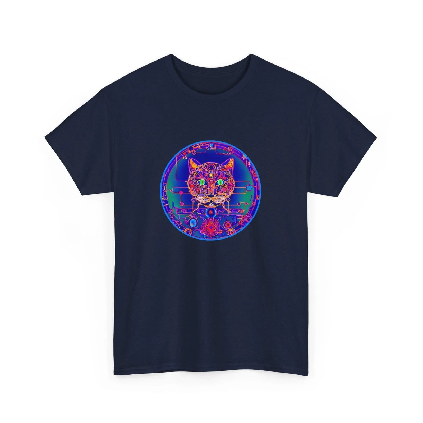 Cool Modern Art Cat Mandal T-Shirt, Cool Kitty Tee, Unique Feline Top Unisex T-shirt, Sweatshirt, Hoodie, Long Sleeve Tee - T-Shirt, Sweatshirt, Hoodie