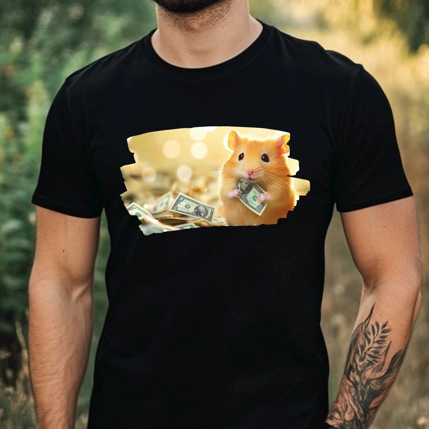 Mens Funny Hamster Money Print Cotton T-Shirt Size XS to 5XL Unisex T-shirt, Sweatshirt, Hoodie, Long Sleeve Tee - T-Shirt, Sweatshirt, Hoodie