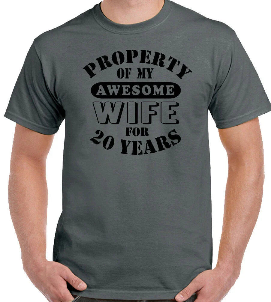 20th Wedding Anniversary T-Shirt My Awesome Wife Mens Funny Gift 20 Year Husband Unisex T-shirt, Sweatshirt, Hoodie, Long Sleeve Tee - T-Shirt, Sweatshirt, Hoodie