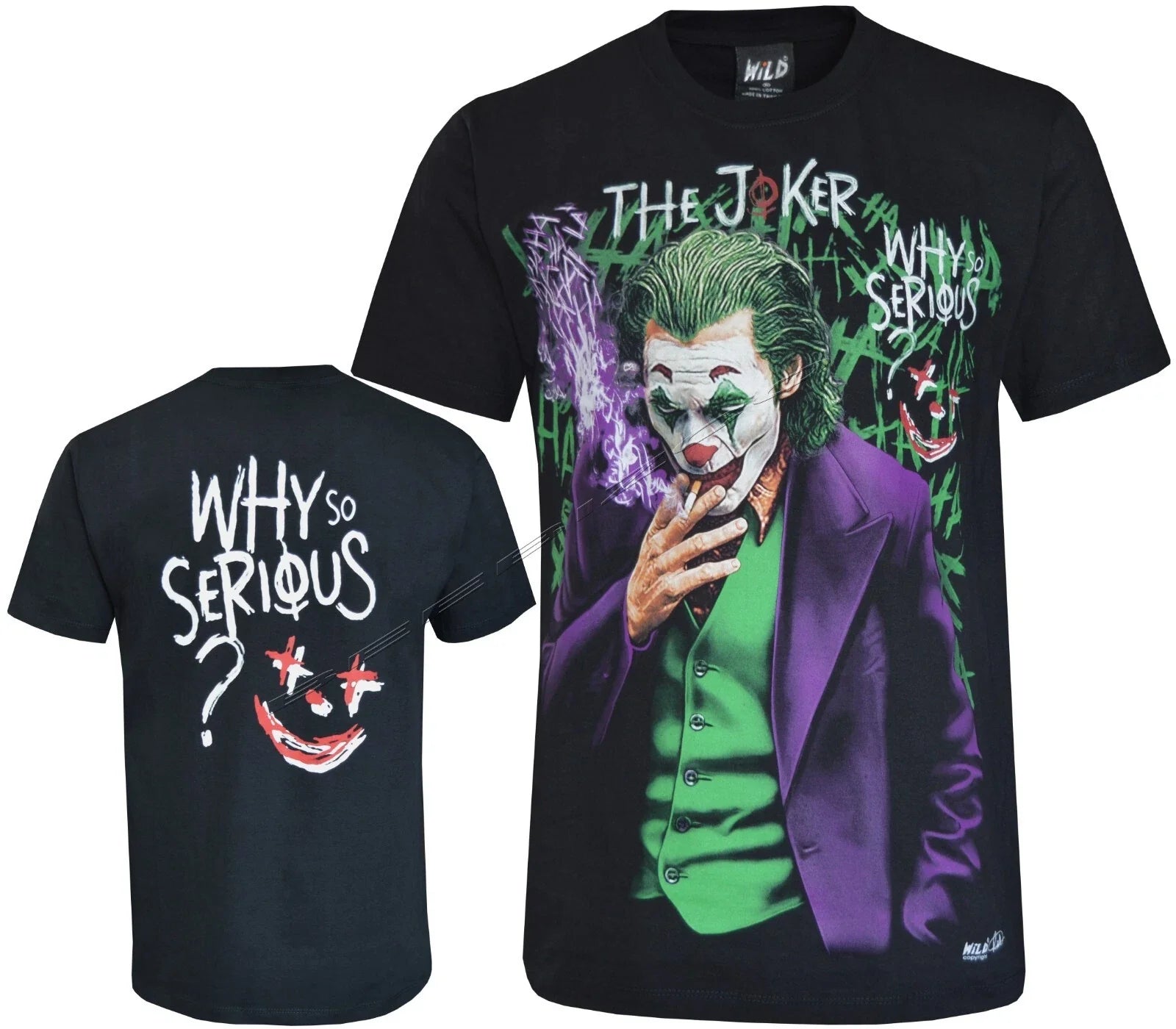 Joker T-shirt THE JOKER Design WHY SO SERIOUS? HAHAHA Glow in the Dark by Wild Unisex T-shirt, Sweatshirt, Hoodie, Long Sleeve Tee - T-Shirt, Sweatshirt, Hoodie