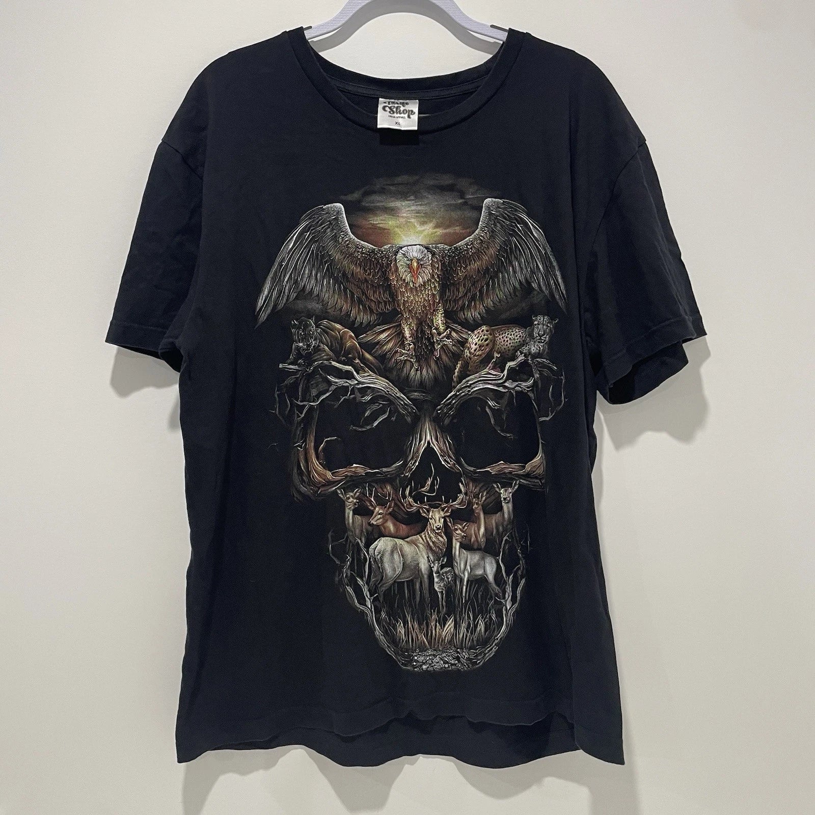 Thrift Shop Urban Apparel Skull Animal Print  T-Shirt Size Xl Black Unisex T-shirt, Sweatshirt, Hoodie, Long Sleeve Tee - T-Shirt, Sweatshirt, Hoodie