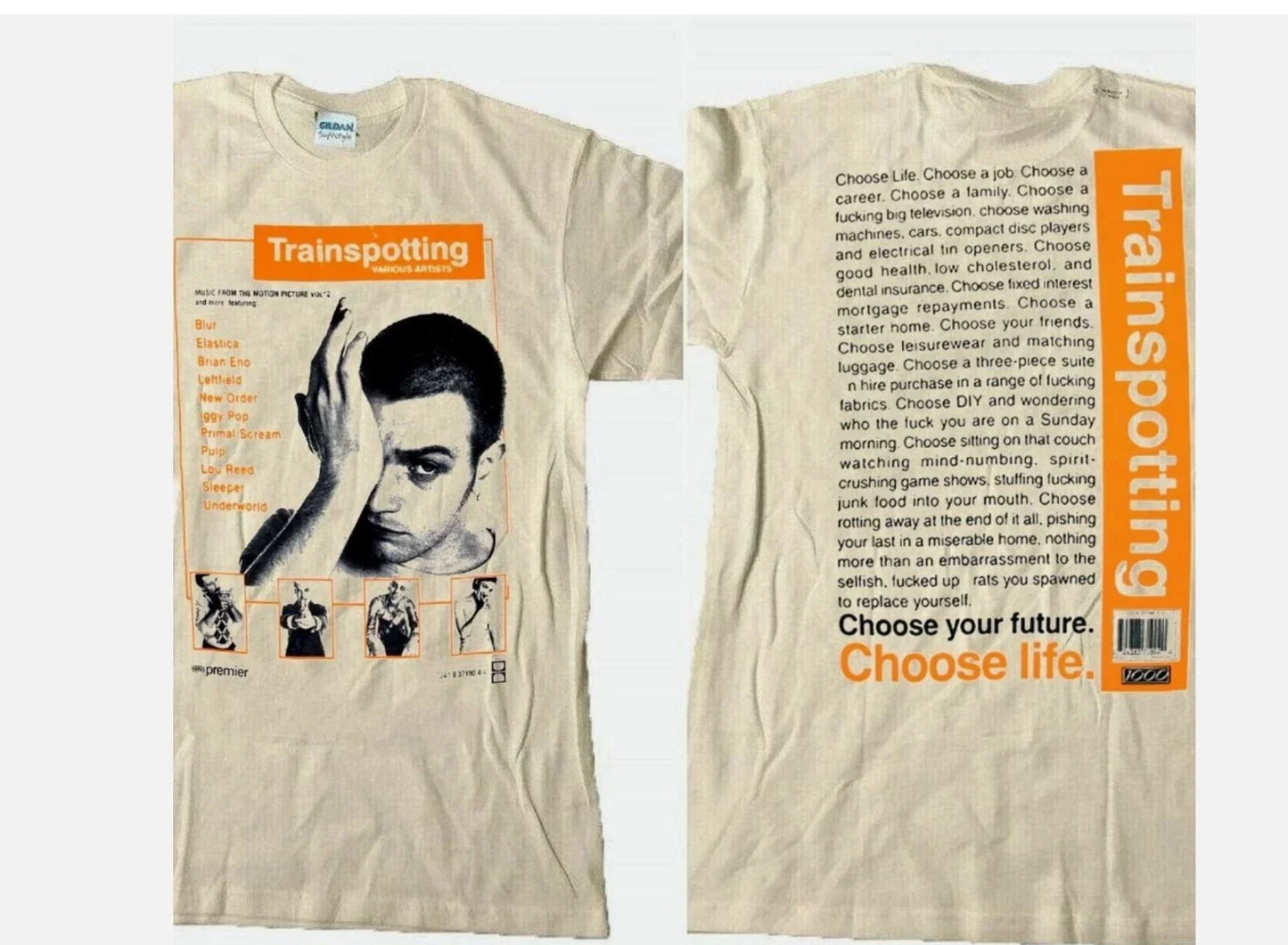 Vtg Trainspotting horror movie short sleeve sand color 2 side shirt Unisex T-shirt, Sweatshirt, Hoodie, Long Sleeve Tee - T-Shirt, Sweatshirt, Hoodie