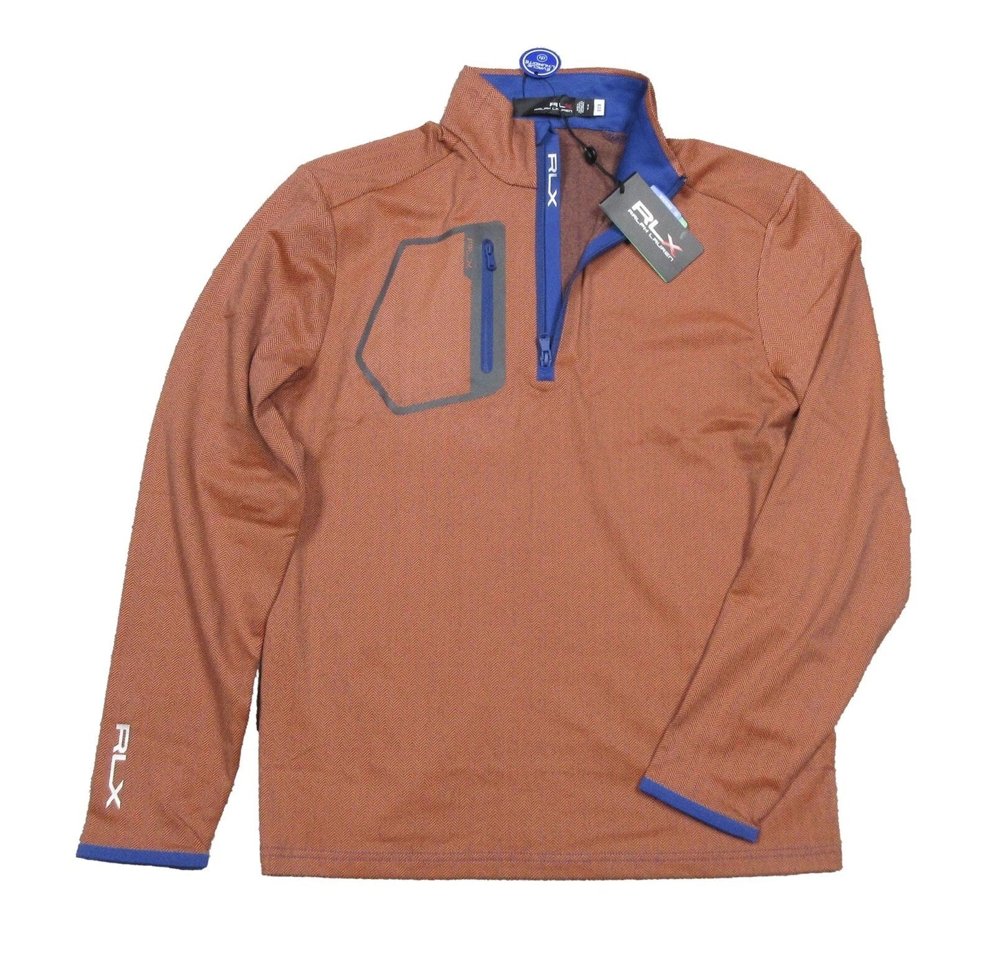 RLX Ralph Lauren Orange/Blue Herringbone 1/4 Zip Fleece Lined Pullover Shirt Unisex T-shirt, Sweatshirt, Hoodie, Long Sleeve Tee - T-Shirt, Sweatshirt, Hoodie