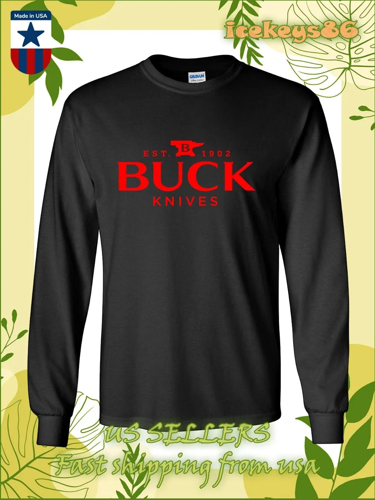 Buck Knives Since 1902 Logo Men's Long Sleeve T-Shirt American Size T-Shirt Unisex T-shirt, Sweatshirt, Hoodie, Long Sleeve Tee - T-Shirt, Sweatshirt, Hoodie