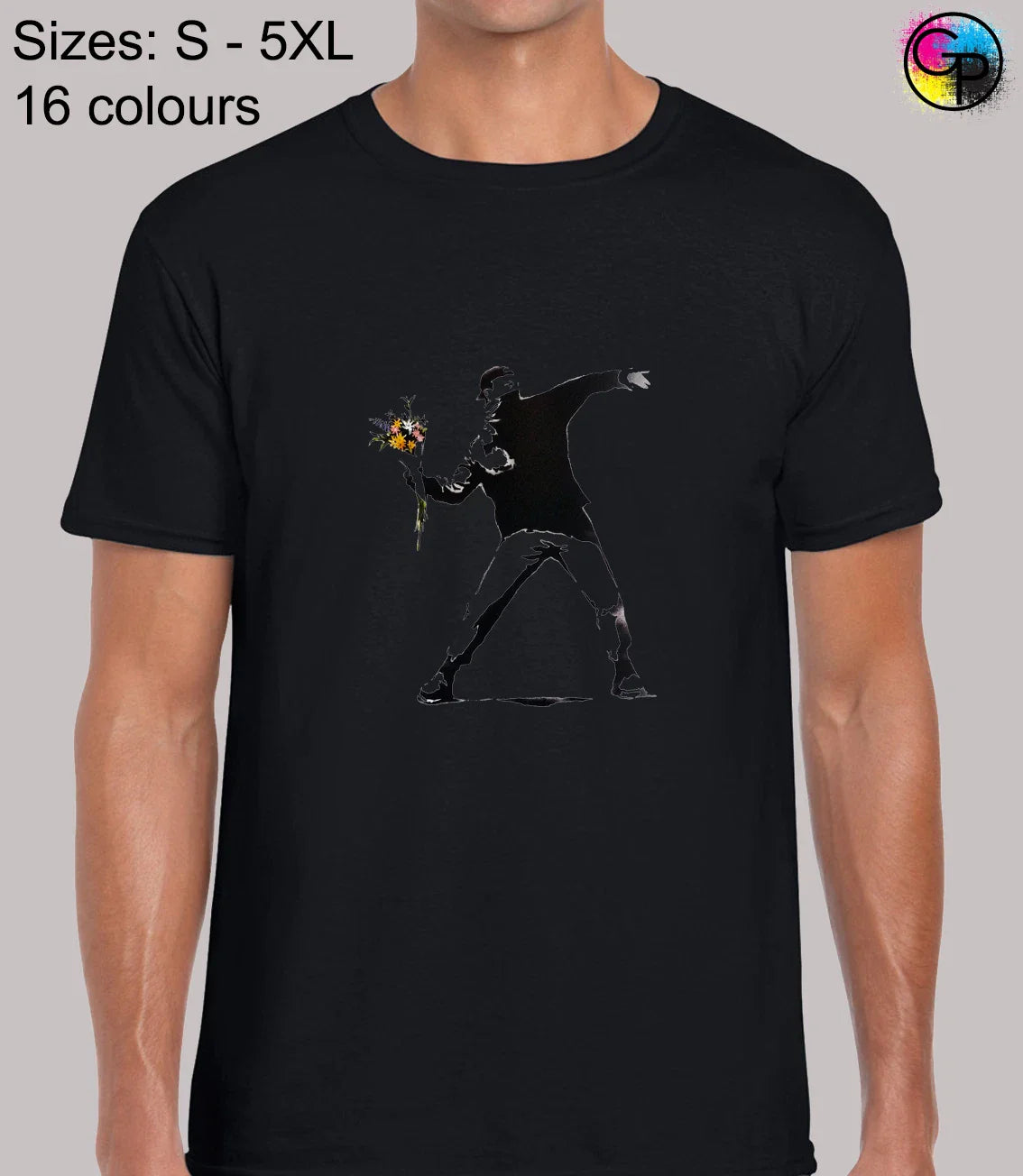 Flower Thrower Banksy Street Artist Graffiti Novelty Regular Fit T-Shirt for Men Unisex T-shirt, Sweatshirt, Hoodie, Long Sleeve Tee - T-Shirt, Sweatshirt, Hoodie