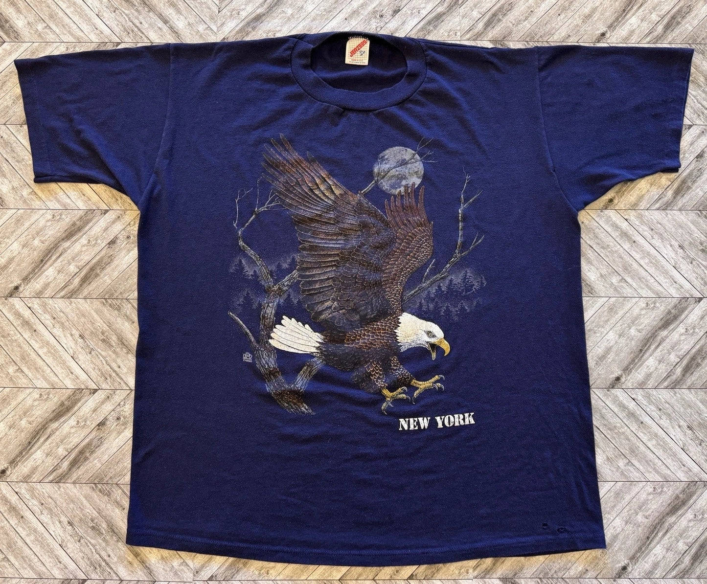 VTG New York T-Shirt Mens XL Blue USA Bald Eagle Moon Streetwear Nature Y2K NYC Unisex T-shirt, Sweatshirt, Hoodie, Long Sleeve Tee - T-Shirt, Sweatshirt, Hoodie
