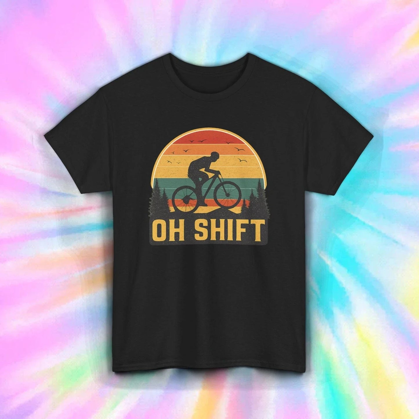 Oh Shift Shirt Funny Bike Cyclist Biking Bicycle Rider Sunset Humor Tee S-5XL Unisex T-shirt, Sweatshirt, Hoodie, Long Sleeve Tee - T-Shirt, Sweatshirt, Hoodie