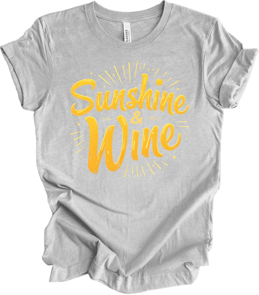 "Sunshine and Wine Retro Design | Summer Vibes Gift | Vintage Aestheti... T-shir Unisex T-shirt, Sweatshirt, Hoodie, Long Sleeve Tee - T-Shirt, Sweatshirt, Hoodie