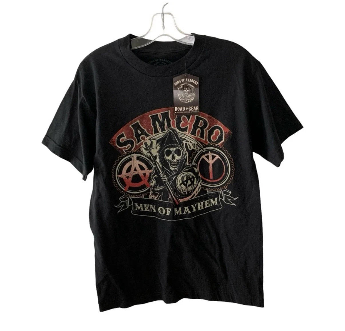 Sons of Anarchy Reaper SAMCRO T Shirt Men of Mayhem Size Large Bikercore Y2K Unisex T-shirt, Sweatshirt, Hoodie, Long Sleeve Tee - T-Shirt, Sweatshirt, Hoodie