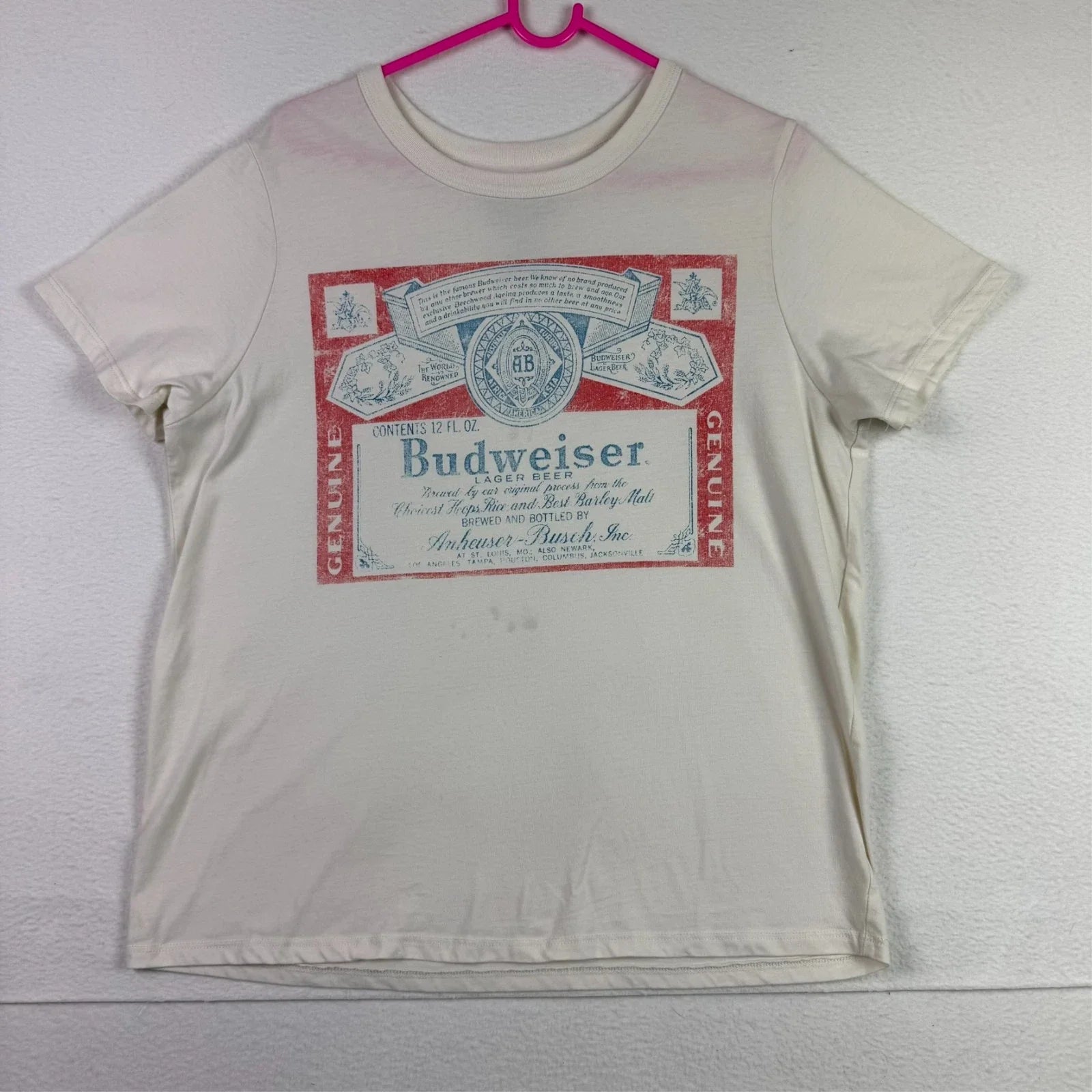 Budweiser Beer T Shirt Mens XL White Short Sleeve Unisex T-shirt, Sweatshirt, Hoodie, Long Sleeve Tee - T-Shirt, Sweatshirt, Hoodie