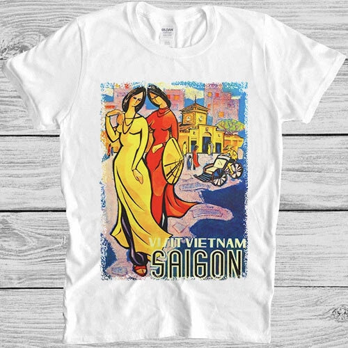 Saigon Vietnam Vintage Travel Poster Funny Meme Gift Tee T Shirt M1178 Unisex T-shirt, Sweatshirt, Hoodie, Long Sleeve Tee - T-Shirt, Sweatshirt, Hoodie