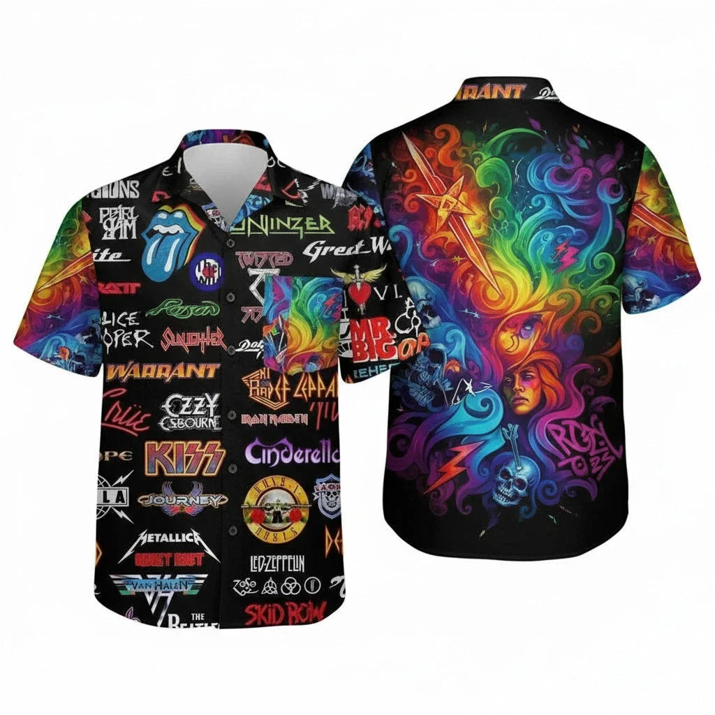 80s Rock Band Hawaiian Shirt, retro throwback music shirt, vintage Hawaiian Shir Unisex T-shirt, Sweatshirt, Hoodie, Long Sleeve Tee - T-Shirt, Sweatshirt, Hoodie