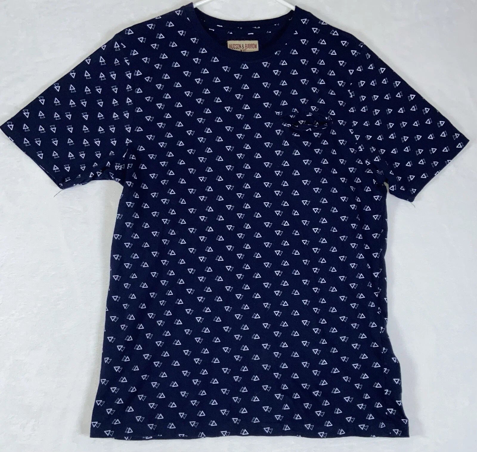 Hudson & Barrow Shirt Mens Large Blue Geometric Allover Print Preppy School EUC Unisex T-shirt, Sweatshirt, Hoodie, Long Sleeve Tee - T-Shirt, Sweatshirt, Hoodie