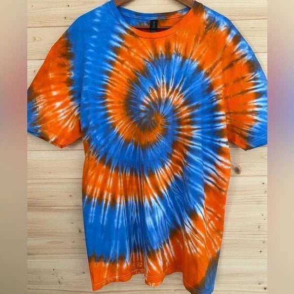 GILDAN Soft Style XL Tie Dye T-Shirt Blue Orange Spiral Sports Fan Unisex Unisex T-shirt, Sweatshirt, Hoodie, Long Sleeve Tee - T-Shirt, Sweatshirt, Hoodie