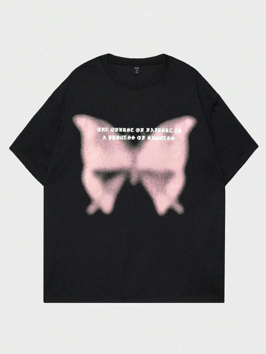 Street Life Men Cotton Butterfly Graphic Y2K T-Shirt  Slogan Print Casual Tee Unisex T-shirt, Sweatshirt, Hoodie, Long Sleeve Tee - T-Shirt, Sweatshirt, Hoodie