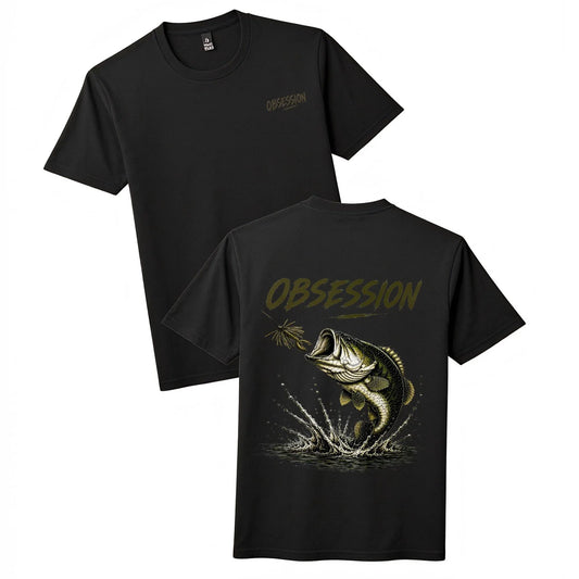 "Obsession Largemouth Bass Fishing Graphic Short Sleeve T-Shirt" Unisex T-shirt, Sweatshirt, Hoodie, Long Sleeve Tee - T-Shirt, Sweatshirt, Hoodie