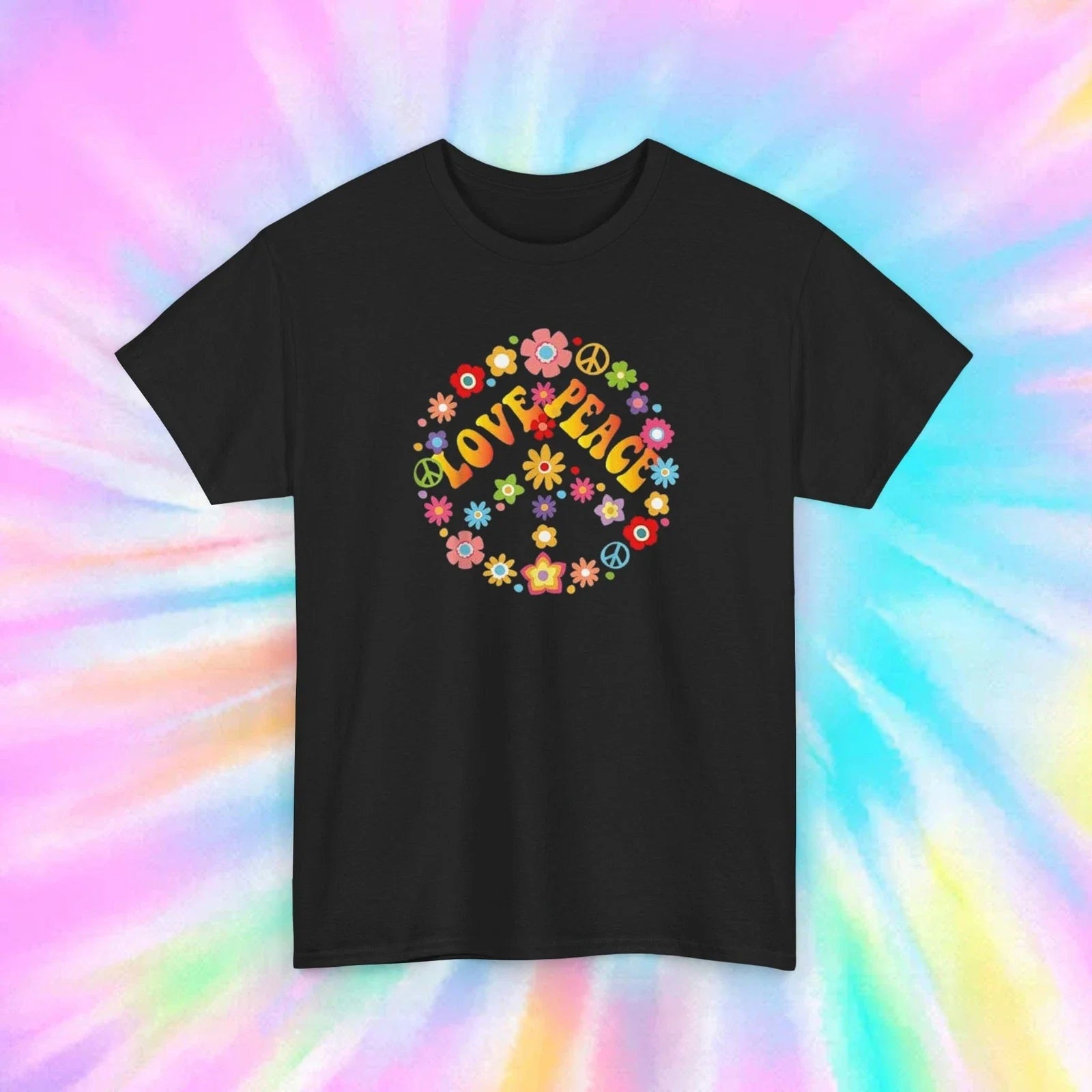 Love Peace Shirt Retro Flower Power Hippie 60s 70s Boho Style Graphic Tee S-5XL Unisex T-shirt, Sweatshirt, Hoodie, Long Sleeve Tee - T-Shirt, Sweatshirt, Hoodie